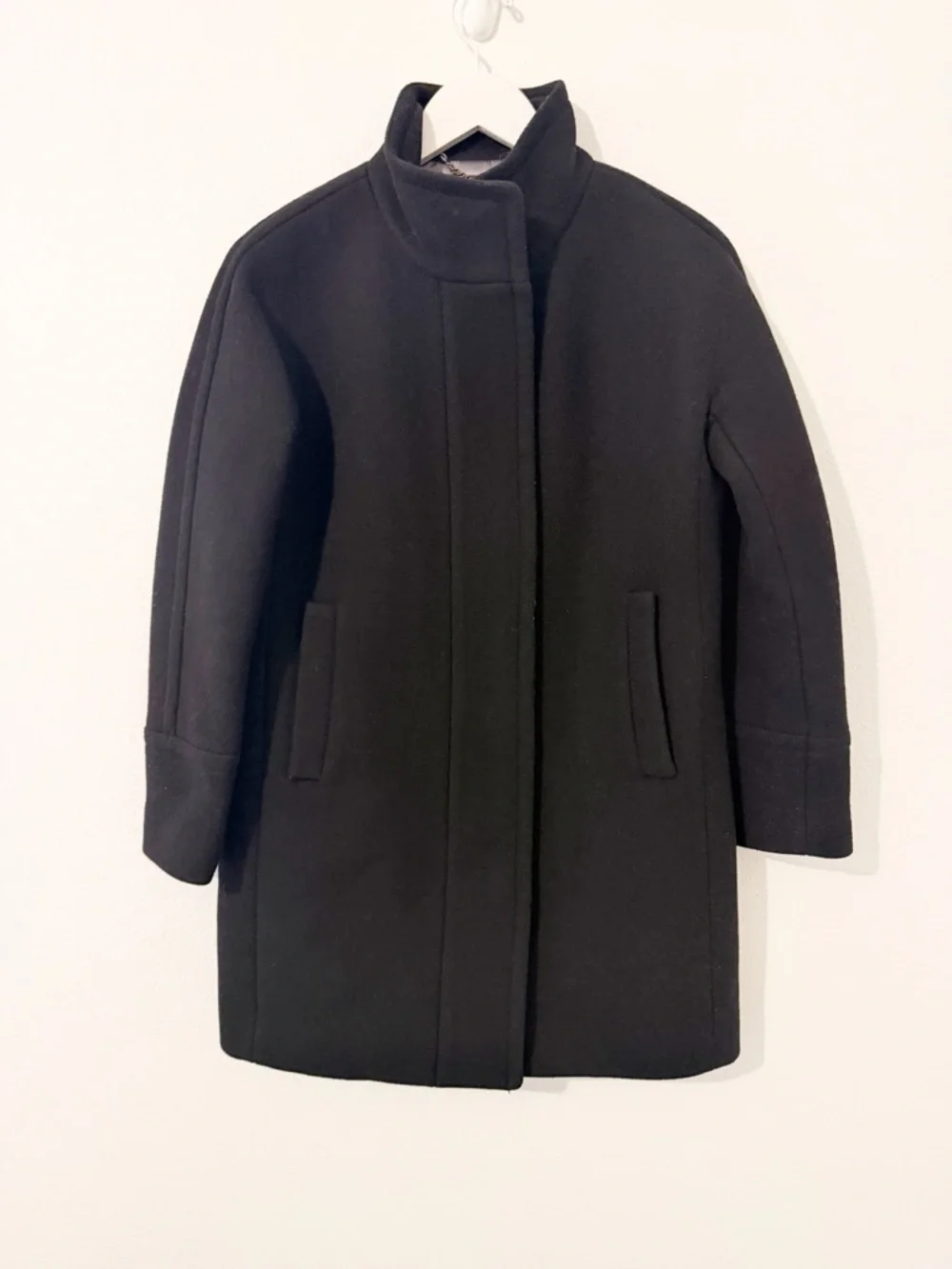 J.Crew Stadium Cloth Nello Gori Wool Cocoon Coat Black Size 4P Petite